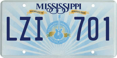 MS license plate LZI701