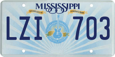 MS license plate LZI703