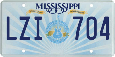 MS license plate LZI704