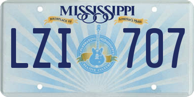 MS license plate LZI707