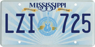 MS license plate LZI725