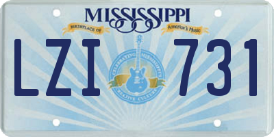 MS license plate LZI731