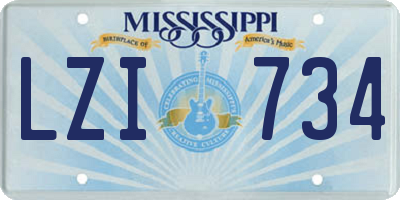 MS license plate LZI734