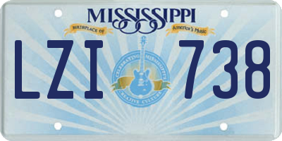 MS license plate LZI738