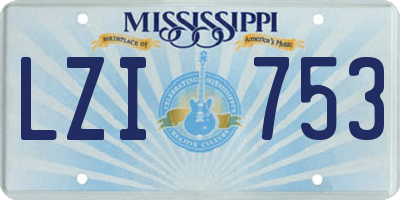 MS license plate LZI753