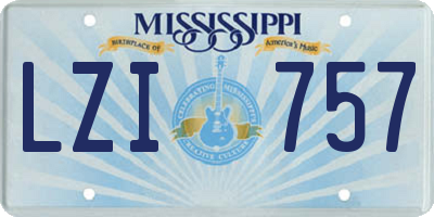MS license plate LZI757