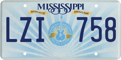 MS license plate LZI758