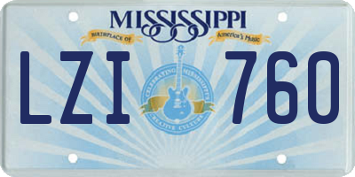 MS license plate LZI760