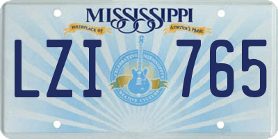 MS license plate LZI765