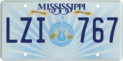 MS license plate LZI767