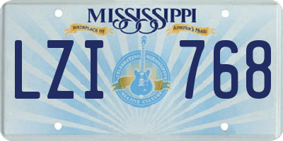 MS license plate LZI768