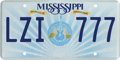 MS license plate LZI777