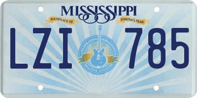MS license plate LZI785