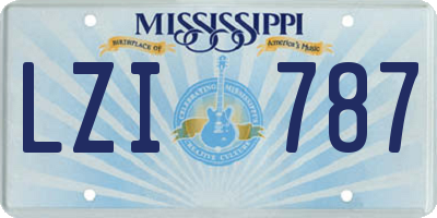 MS license plate LZI787