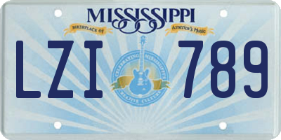 MS license plate LZI789