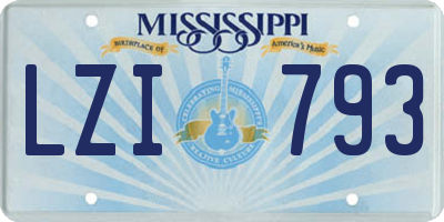 MS license plate LZI793