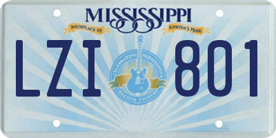 MS license plate LZI801
