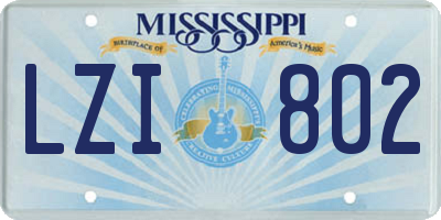 MS license plate LZI802