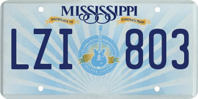 MS license plate LZI803