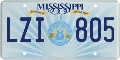 MS license plate LZI805
