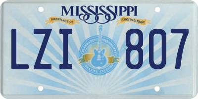 MS license plate LZI807