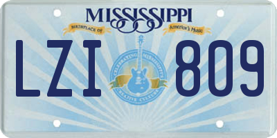 MS license plate LZI809