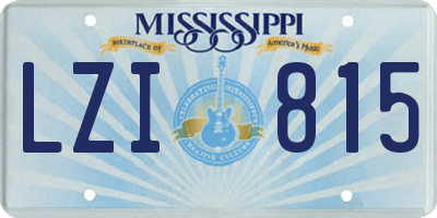 MS license plate LZI815