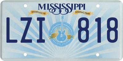 MS license plate LZI818