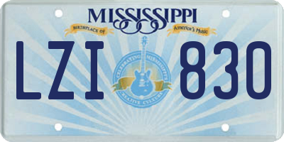 MS license plate LZI830