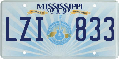 MS license plate LZI833