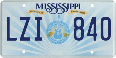 MS license plate LZI840