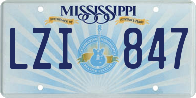 MS license plate LZI847