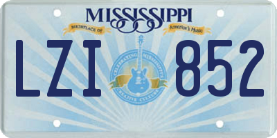 MS license plate LZI852