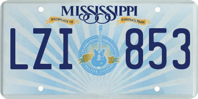 MS license plate LZI853