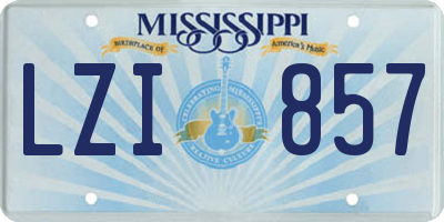 MS license plate LZI857