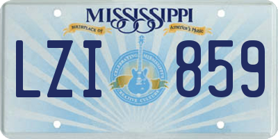 MS license plate LZI859