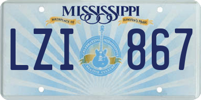 MS license plate LZI867