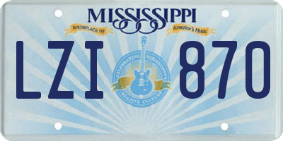 MS license plate LZI870