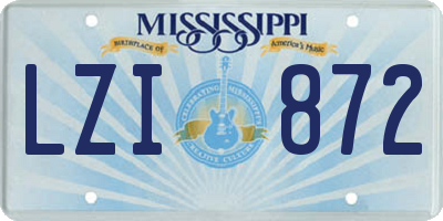 MS license plate LZI872