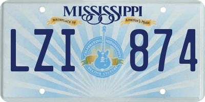 MS license plate LZI874