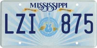 MS license plate LZI875