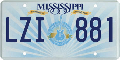 MS license plate LZI881