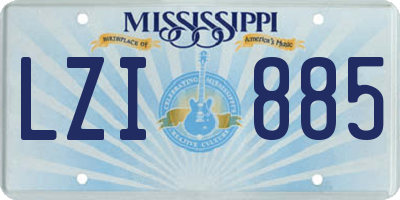 MS license plate LZI885