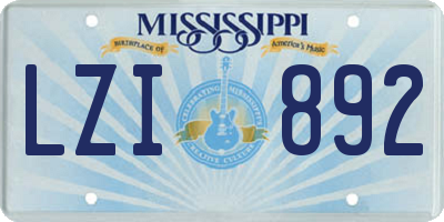 MS license plate LZI892