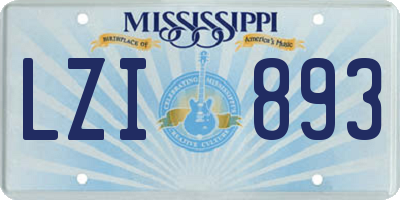 MS license plate LZI893