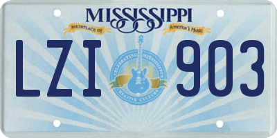 MS license plate LZI903