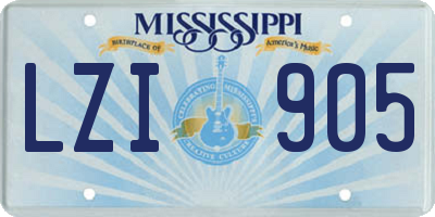 MS license plate LZI905