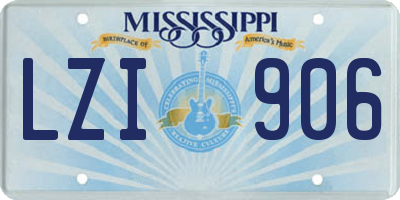 MS license plate LZI906