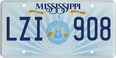 MS license plate LZI908