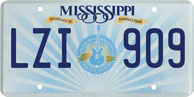 MS license plate LZI909